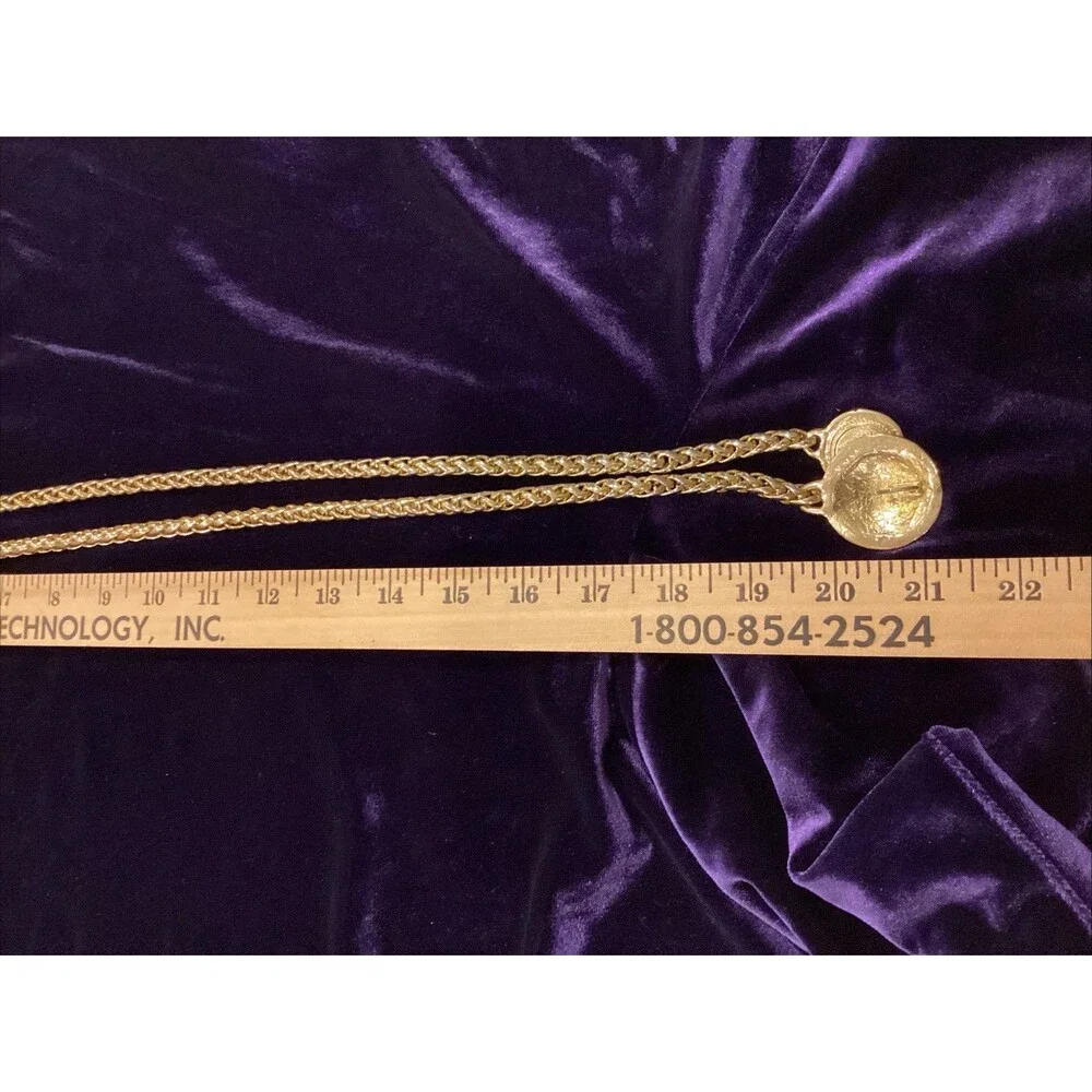 Vtg Gold Metal Braided Rope Gold Tone Coin Belt One Sz Adjustable Retro